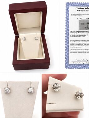 14kt White Gold Diamond Stud Earrings - White Gold